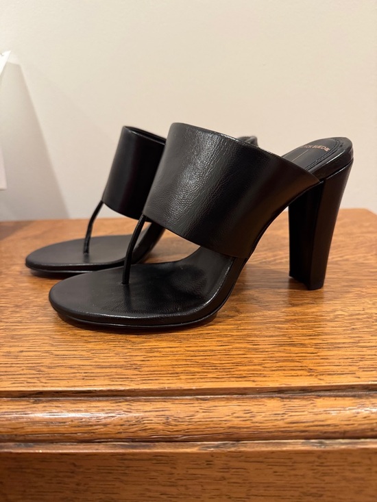 Black Suede Studio Shoes - New Black Suede Studio Black High Heel Thong Sandals - Sleek Chunky Heel